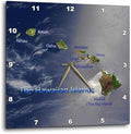 3dRose Wall Clock Silent - 10 inch - View of The Hawaiian Islands - Hawaii Travel Designs