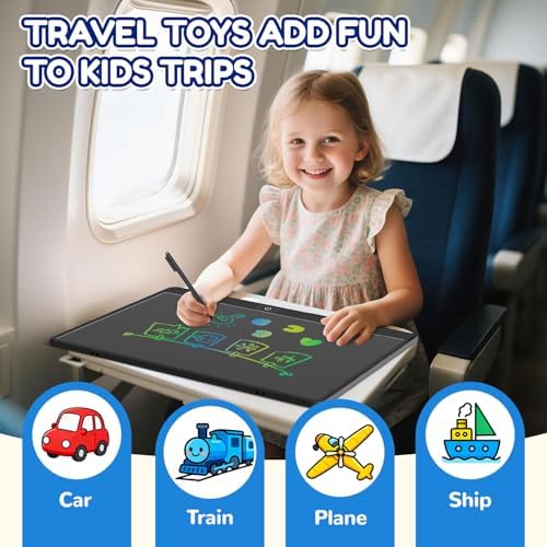 16 Inch LCD Writing Tablet for Kids, Reusable Portable Drawing Board, Black