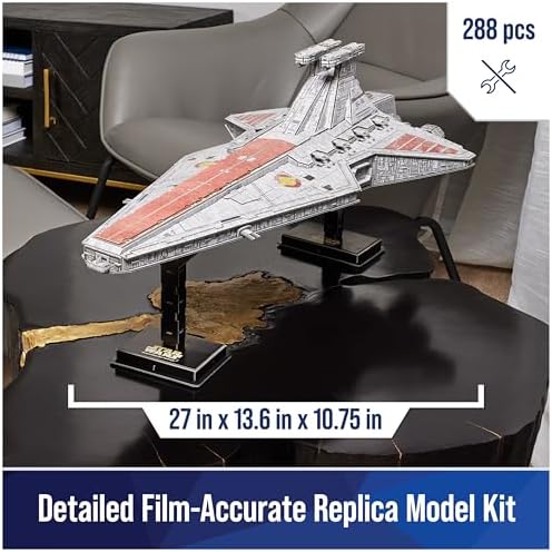 4D Build Star Wars Deluxe Venator-Class Star Destroyer 3D Model Kit, Star Wars Collectibles & Desk Decor, Adult Puzzle, Building Toys, 288 Pieces, 3D Puzzles, Gift Ideas for Ages 12 & Up