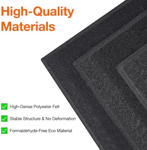 Large Cork Boards for Walls 48" x 36",12 Pack Bulletin Boards Alternative Cork Board for Office,Black Felt Wall Tiles, Contains Removable Security Stickers and PushPins