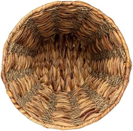 Household Essentials Water Hyacinth and Seagrass Round Waste Basket, Natural