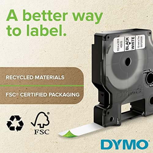 DYMO Rhino Industrial Heat-Shrink Labels 1/2" Tube Black Print on White