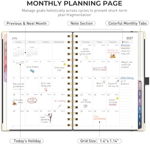 RETTACY 2027 Planner, Weekly and Monthly, A5 Size (5.7" x 8.3")