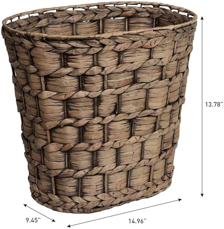 happimess Miles 4.5 Gal Oval Wicker Wastebasket, Brown, Set of 2