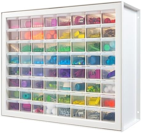 IRIS USA 64-Drawer Screw Organizer, Hardware Storage, Made in USA, White