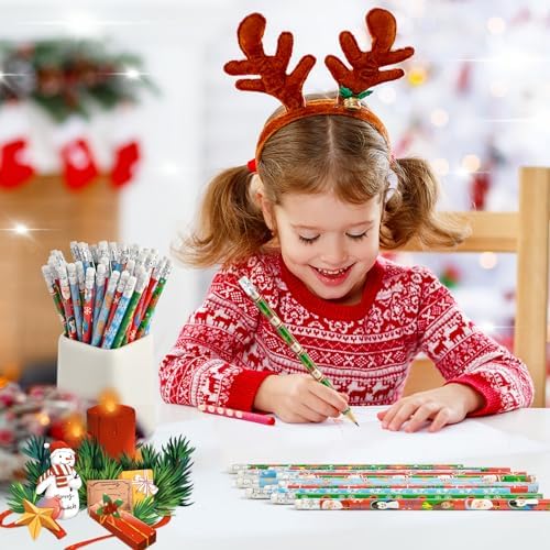 Zuazaor 500 Pieces Christmas Pencils With Erasers in Bulk - Cute Wooden Pencils for Office School Supplies and Kids (Christmas)