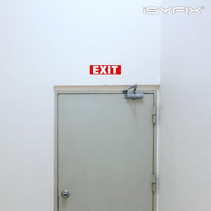 iSYFIX Exit Sign – 12 Pack 12x4 Inch – 100% Rust Free .040 Aluminum Signs, Laminated for Ultimate UV, Weather, Scratch, Water and Fade Resistance, Indoor and Outdoor, Exit Signs for Exterior.