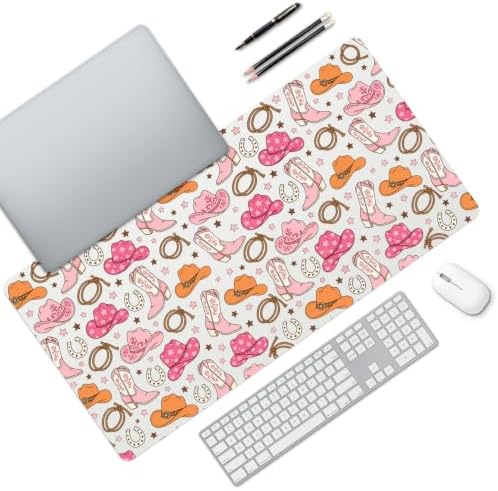 Pink Western Cowgirl Boots Desk Mat Large Gaming Mouse Pad