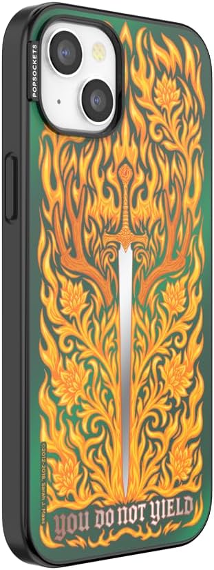 PopSockets iPhone 15 Plus Phone Case with MagSafe- Fireheart | Magnetic, Wireless Charging, Camera & Drop Protection, Acotar, Throne, Glass, Sarah, Dragon