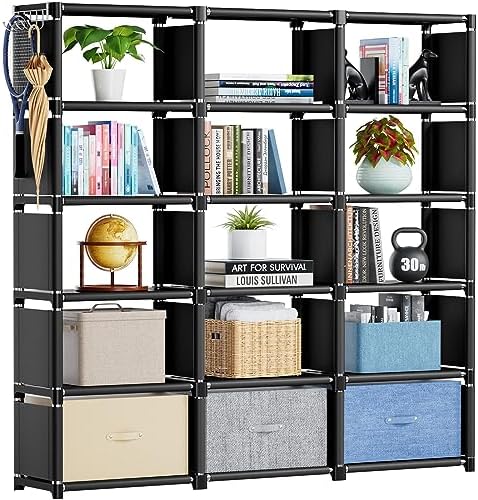 Mavivegue Bookshelf,15 Cube Storage Organizer,Book Shelf Organizer