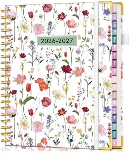Academic Planner 2026-2027, 18 Months Weekly and Monthly Hardcover Planner, July 2026 - December 2027, 8.5" x 11" A4 Large Daily Calendar Planner Book with Tabs, Spiral College School Agenda Organizer for Student Teacher, Garden