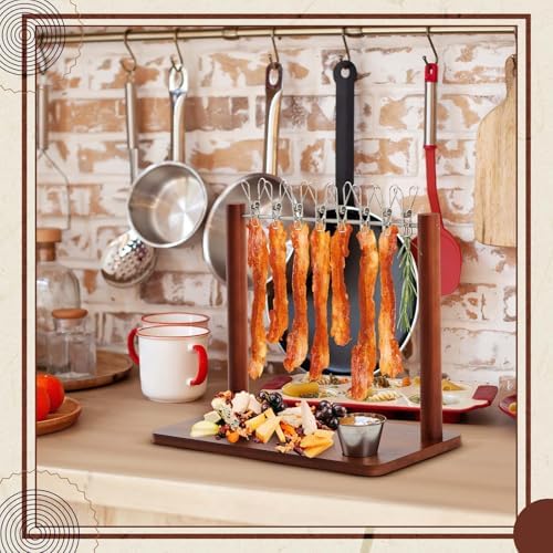 Acacia Wood 13 x 7.2 x 10.6 Inches Bacon Display Rack Wooden Bacon Tray