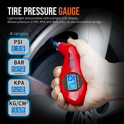 Hi-Spec Compact Auto Garage Tool Kit with Digital Tire Pressure Gauge