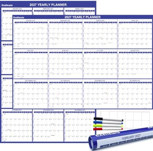 2027 Wall Calendar 32" x 48" Wet & Dry Erase 12 Months Calendar for Wall