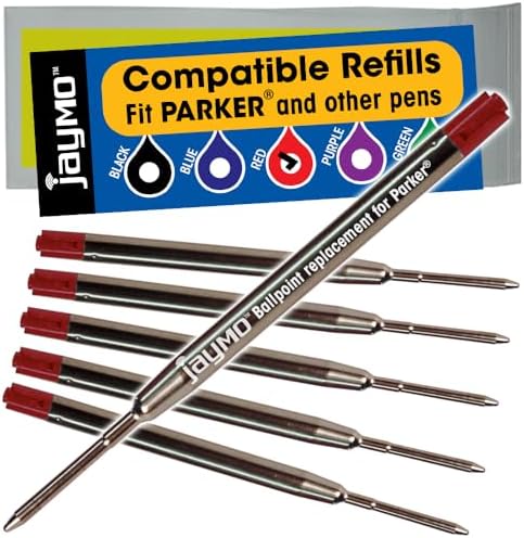 Replacement for Parker 1950370 - G2 Ballpoint Pen Refill - 6 Red