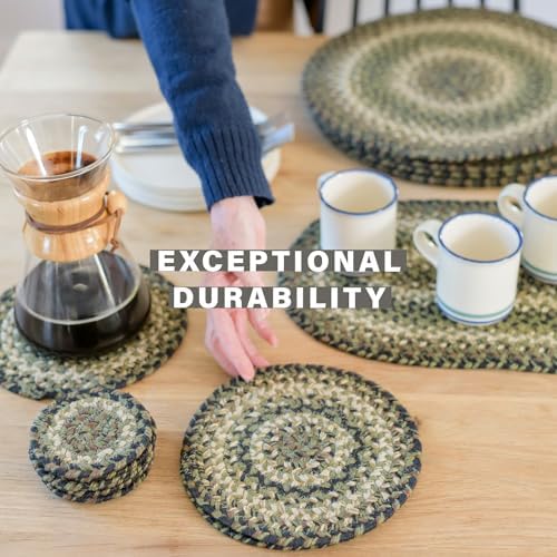 Homespice Pinecone Braided Placemats for Rustic Decor, Oval 13x19 Set of 6