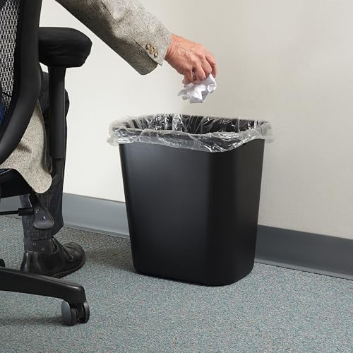 Winco 14 5/8" Black Plastic Waste Basket for Home and Office