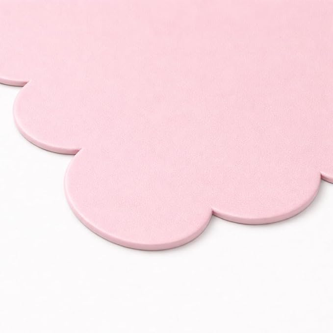 Orelle Pink Scalloped Desk Mat | Vegan Leather Desk Mat for Keyboard and Mouse, Laptop, Makeup Vanity | Computer Desk Pad Mat | Office Desk Cover Mat | Desk Blotter Mat | 30 x 15” | Pink