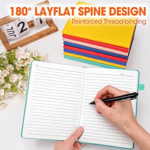 10 Pack Lined Journal Notebook with Pen, A5 Hardcover Leather Journal 5.5"*8.3", 5 Colors 136 Pages College Ruled Notebooks and Pen Set for Office School Business Supplies