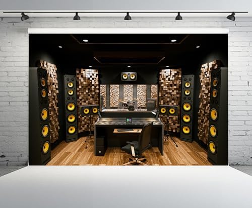20x10ft Recording Studio Backdrop Professional Sound Mixer Sound Source Equipment Listening Device Operation Desk Background Singer Music Producer Party Decor Photo Booth Studio Props