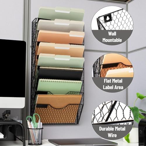 Mind Reader Wall Mounted File Organizer, Black