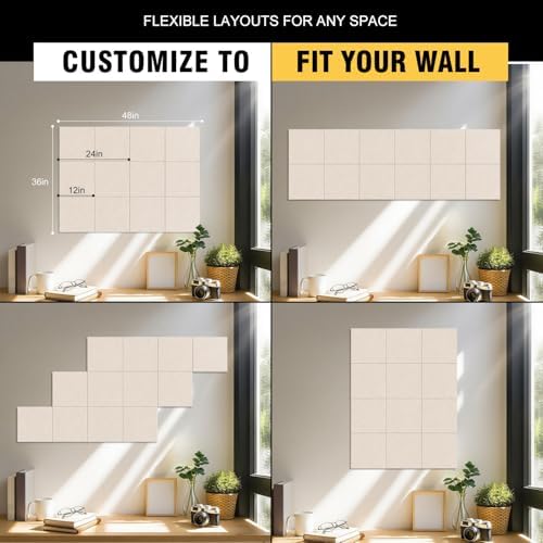 48"x36" Felt Corkboard Bulletin Board,TSJ OFFICE,12 Pack for Wall,Oatmeal