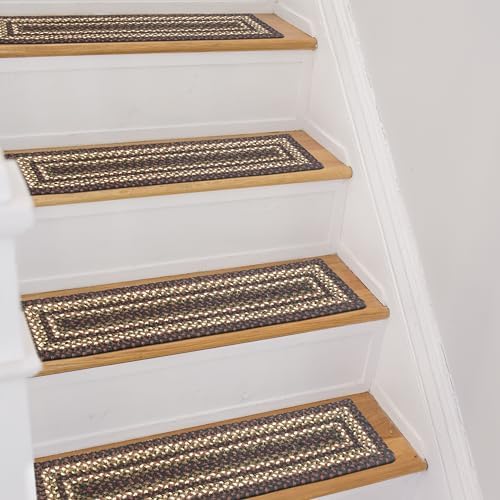 Homespice Prescott Jute Braided Stair Treads, Rect 8x28 Set of 13