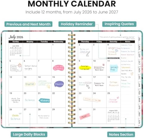 ZOTIA Planner 2026-2027 Jul 2026-Jun 2027 Academic Monthly & Weekly Planner