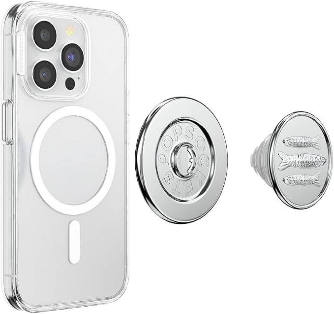PopSockets Phone Grip for MagSafe, Magnetic Holder- Seashore Finds | Removable, For Kindle / Android / iPhone, With Magnet, Silver, Electronic Accessories, For iPad/Kindle/iPhone/Android