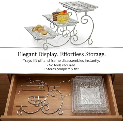 Godinger Dublin 3- Tiered Serving Stand for party and Event Dessert and Food Display Server