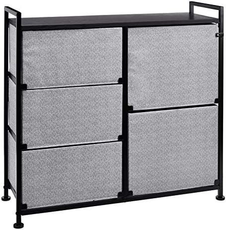 Amazon Basics Closet Organizer with 5-Fabric Storage Drawers for Bedroom, Living Room, Black