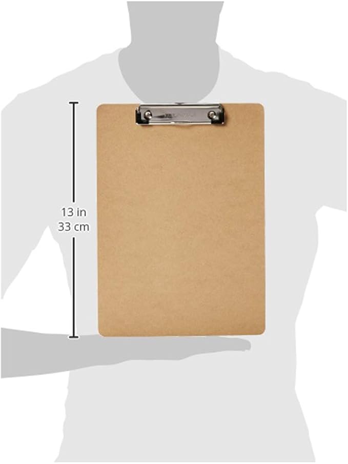 Amazon Basics Hardboard Office Clipboard, Letter Size, 9" x 12.5", Brown, 30-Pack