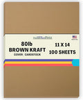 100 Brown Kraft Fiber Paper Sheets - 80# (80 lb/Pound) Cover/Card Weight - 11 X 14 Inches Scrapbook|Picture-Frame Size - Quality Paper