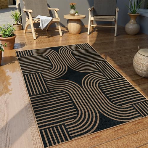 Lahome Modern Black Rug for Bedroom Living Room, 3x5 Outdoor Entryway Rug