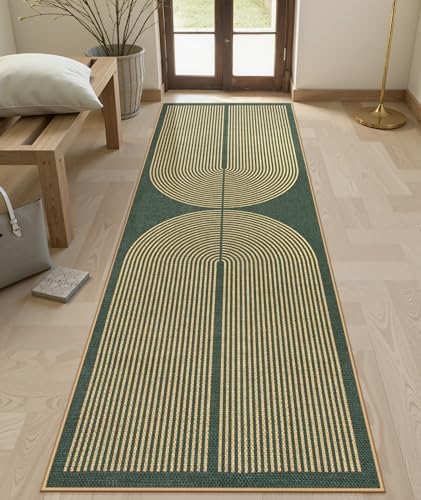 Lahome Rainbow Easy Jute Green Kitchen Runner,2x8 Indoor Outdoor Runner Rug