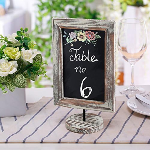 MyGift Set of 3 Rustic Wood Tabletop Chalkboard Signs with Round Bases