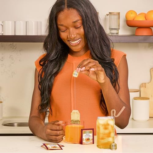 Twinings Peach & Orange Herbal Tea Individually Wrapped Bags, 20 Count (Pack of 6), Juicy & Fruity, Naturally Caffeine-Free, Enjoy Hot or Iced, 120 Teabags