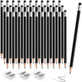 36 PCS Black Pencils with Eraser, Pre-Sharpened HB Pencils for Writing & Drawing, School Supplies for Kids Homework, Tests, Art Crafts & Teacher Grading (Black)