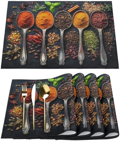 Placemats Set of 4 Washable Linen Place Mats Cloth Table Mats 12x18 Inch