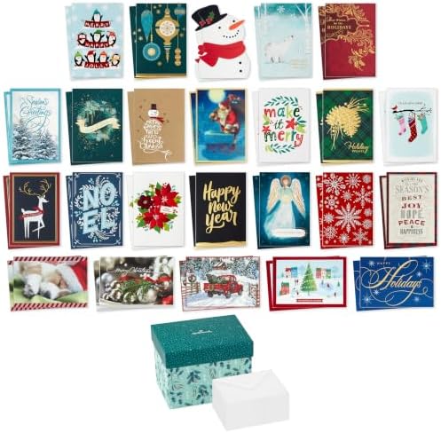 Hallmark Christmas Cards, Assorted 48-Pack with Organizer Box (Holly)