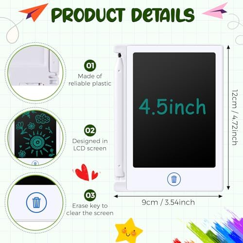Nezyo 16 Pack 4.5 Inch Mini LCD Writing Tablet for Kids,White