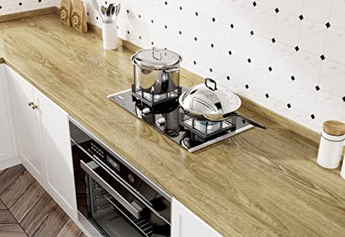 WESTICK Peel and Stick Countertops Kitchen Wood Contact Paper Waterproof Wood Wallpaper Vinyl Wrap Vintage Rustic Wooden Grain Contact Paper for Countertops Table Desk Kitchen Cabinets 12" x 394"