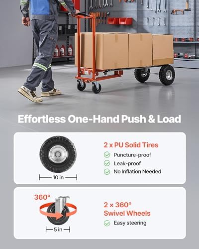 VEVOR 4 in 1 Hand Truck Dolly, 1000 lbs Load Capacity, Convertible Trolley