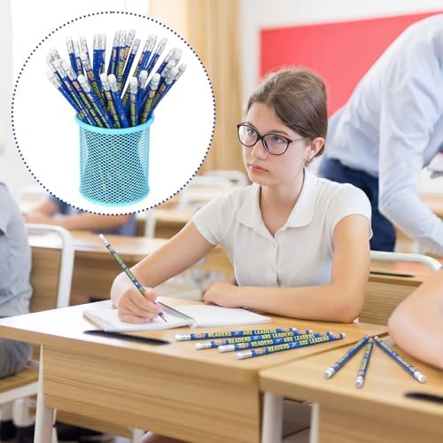 Tenceur 100 Pcs Readers are Leaders Pencils with Erasers Bulk 7.3 Inches Student Incentives Recognition Education Award Prize for Teacher School Classroom Reward Supplies