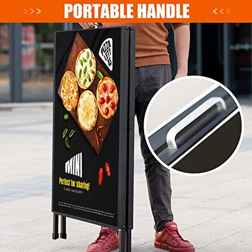 24 x 36 Inch A Frame Sign Portable Double-Sided Folding Sandwich Board with Carry Handle Heavy Duty Slide-in Sidewalk Signboard for Outdoor Street Advertising Poster