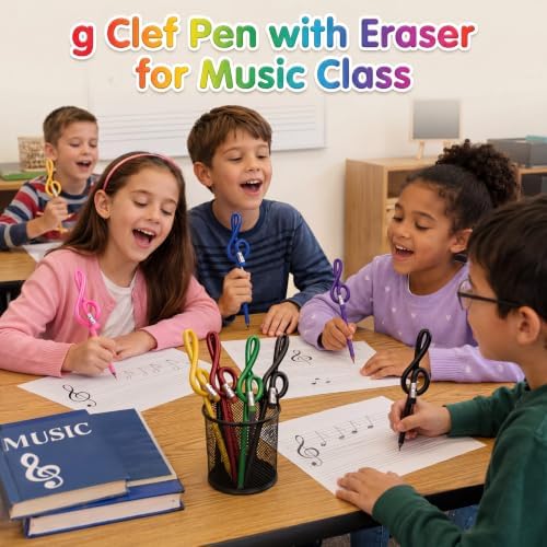 Zonon 14 Pack Treble Clef Pencils, Colorful Plastic Music Note Pencils