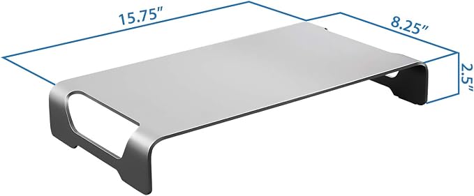 Mount-It! Aluminum 15.7" Monitor Stand for iMac | Wide unibody metal riser with keyboard storage, universal organizer for PC, iMac, laptop.