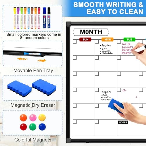 Dry Erase Calendar Whiteboard for Wall 36" x 24"