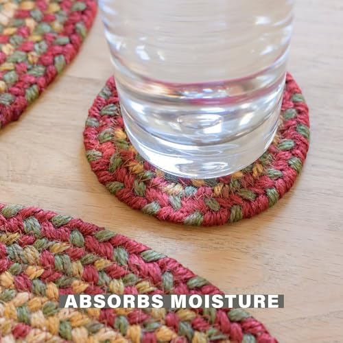 Homespice Cider Barn Braided Coasters for Rustic Decor, Round 4" Set of 6