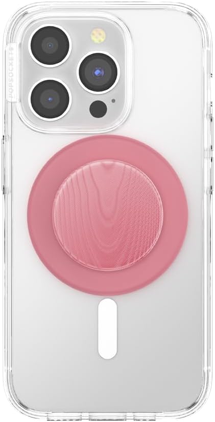 PopSockets Phone Grip for MagSafe, Magnetic Holder- Alum Moire Putty | Removable, For Kindle / Android / iPhone, With Magnet, Pink, Metal, Enamel, Top